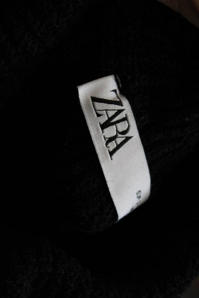 Zara Womens Pullover Sweater Black High Neck Long Sleeve Viscose Size S