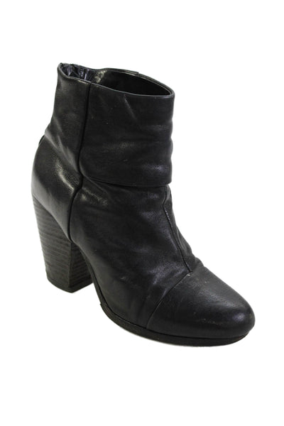 Rag & Bone Womens Leather Zip Up Ankle Boots Black Size 36.5 6.5