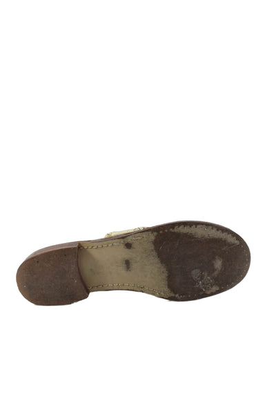 Jack Rogers Womens Leather Thong Whipstitch Slide On Sandals Gold Size 6