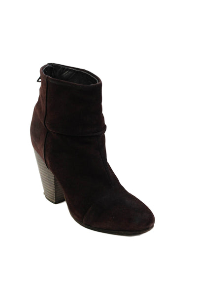 Rag & Bone Womens Suede Zip Up Ankle Boots Purple Size 36.5 6.5