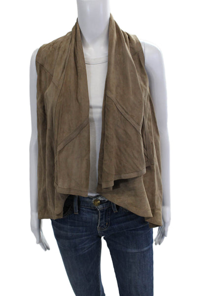 Torn by Ronny Kobo Womens Brown Leather Sleeveless Bohemian Vest Size XS