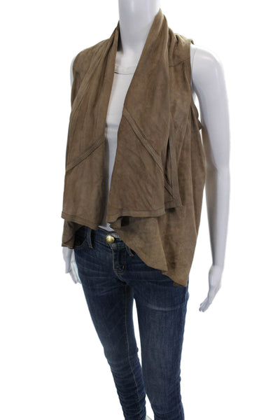 Torn by Ronny Kobo Womens Brown Leather Sleeveless Bohemian Vest Size XS