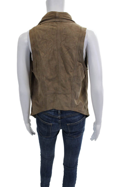 Torn by Ronny Kobo Womens Brown Leather Sleeveless Bohemian Vest Size XS