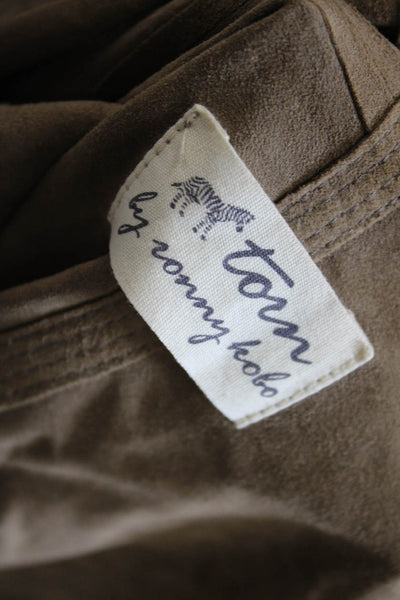 Torn by Ronny Kobo Womens Brown Leather Sleeveless Bohemian Vest Size XS