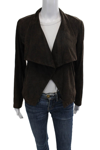 Theory Women Brown Lambagneau Jacket Long Sleeve Size 0P