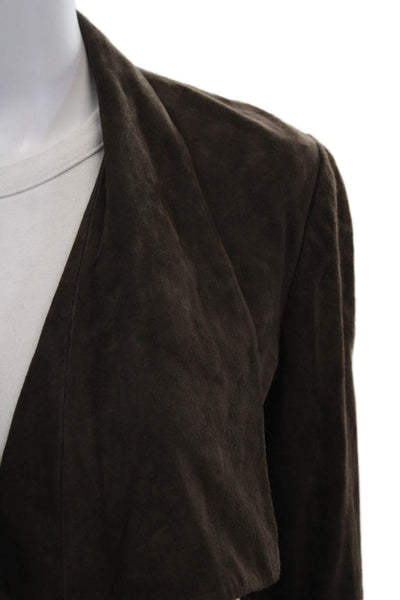 Theory Women Brown Lambagneau Jacket Long Sleeve Size 0P
