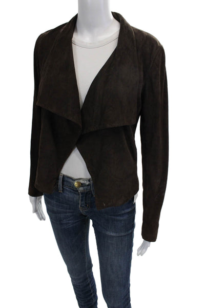 Theory Women Brown Lambagneau Jacket Long Sleeve Size 0P