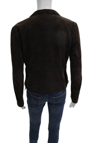 Theory Women Brown Lambagneau Jacket Long Sleeve Size 0P