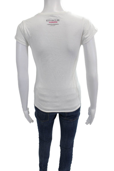Carolina Herrera Women Jersey Floral Crew Neck Cotton White Size S