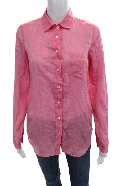J Crew Women Basic Collared Cotton Button-Up Long Sleeve Pink Size 2