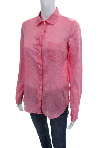 J Crew Women Basic Collared Cotton Button-Up Long Sleeve Pink Size 2