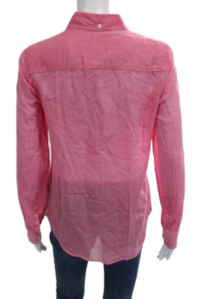 J Crew Women Basic Collared Cotton Button-Up Long Sleeve Pink Size 2