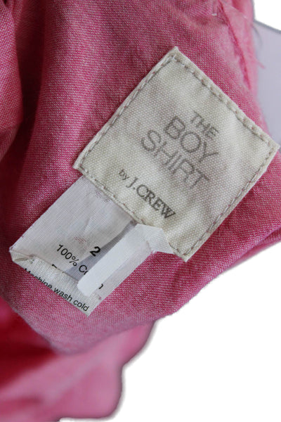 J Crew Women Basic Collared Cotton Button-Up Long Sleeve Pink Size 2