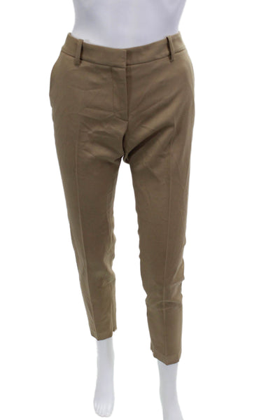 Nili Lotan Women Ankle Cropped Dress Pants Beige 99% Virgin Wool Size 2