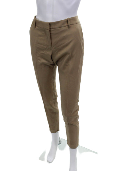 Nili Lotan Women Ankle Cropped Dress Pants Beige 99% Virgin Wool Size 2