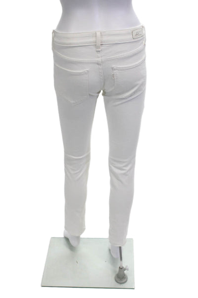 Levis Womens Skinny Jeans White Mid Rise Button Elastane Size 26
