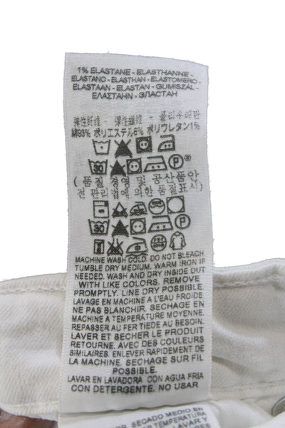 Levis Womens Skinny Jeans White Mid Rise Button Elastane Size 26