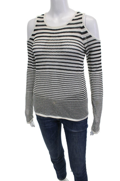 Rag & Bone Women Pullover Black Striped Cotton Long Sleeve Round Neck Size S