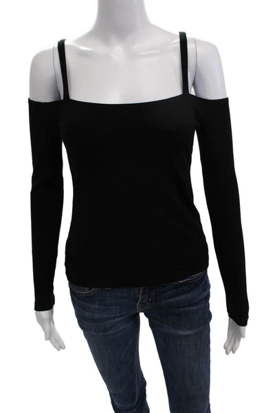 Reformation Womens Square Neck Long Sleeve Black Tencel Spandex Top 90s Size M