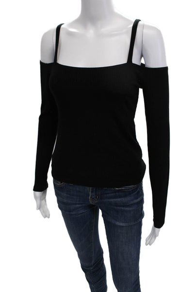 Reformation Womens Square Neck Long Sleeve Black Tencel Spandex Top 90s Size M