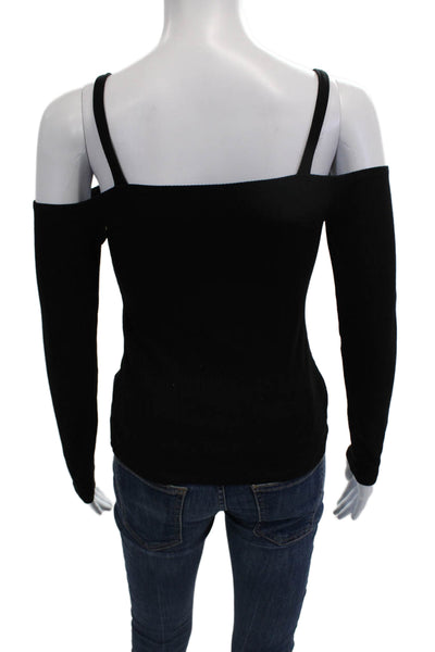 Reformation Womens Square Neck Long Sleeve Black Tencel Spandex Top 90s Size M