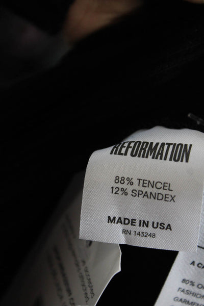 Reformation Womens Square Neck Long Sleeve Black Tencel Spandex Top 90s Size M