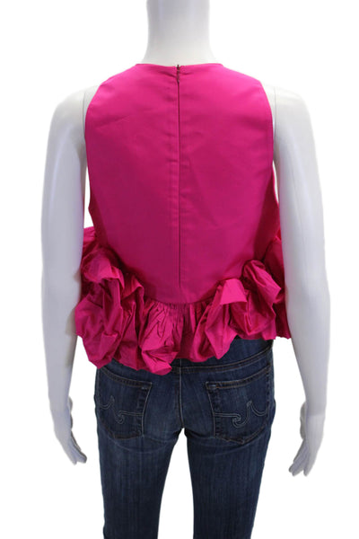 Zara Women Cropped Pink Sleeveless Tank Round Neck Polyester Size S