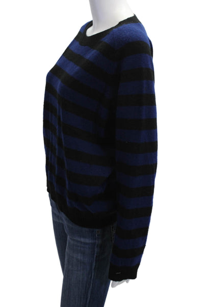 Vince Unisex Black 100% Cashmere Striped Crew Neck Pullover Sweater Size S