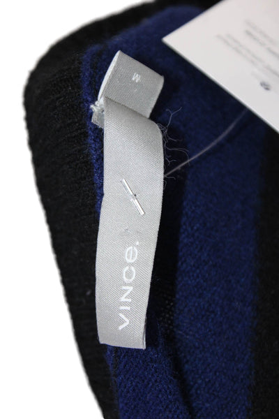 Vince Unisex Black 100% Cashmere Striped Crew Neck Pullover Sweater Size S