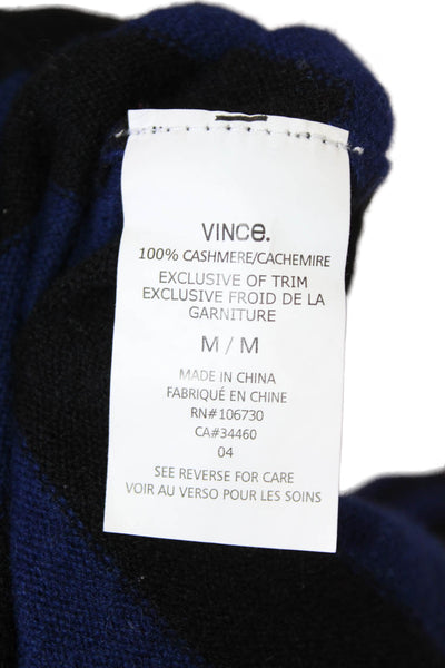 Vince Unisex Black 100% Cashmere Striped Crew Neck Pullover Sweater Size S
