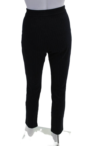 Theory Womens Ankle Dress Pants Black Striped Hook & Eye Size 8