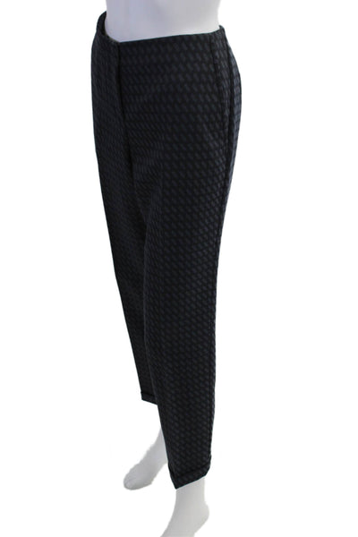 Theory Womens Ankle Dress Pants Dark Blue Geometric Wool Blend Size 8