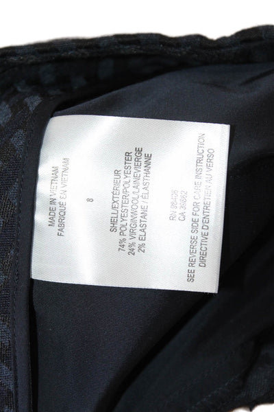 Theory Womens Ankle Dress Pants Dark Blue Geometric Wool Blend Size 8