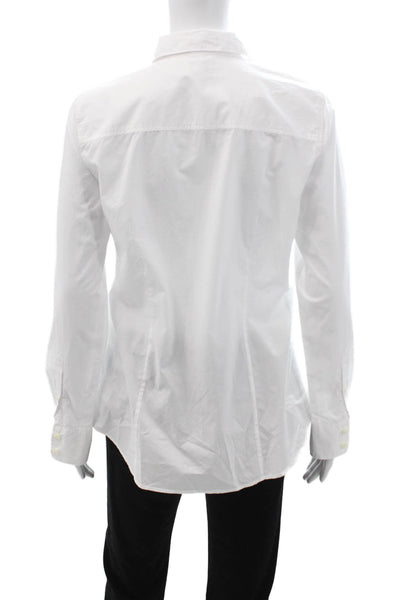 J Crew Womens White Cotton Collared Basic Button Up Shirt Long Sleeve Size S