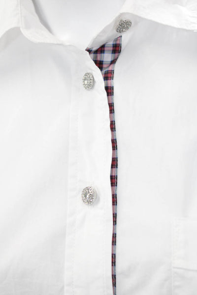 J Crew Womens White Cotton Collared Basic Button Up Shirt Long Sleeve Size S