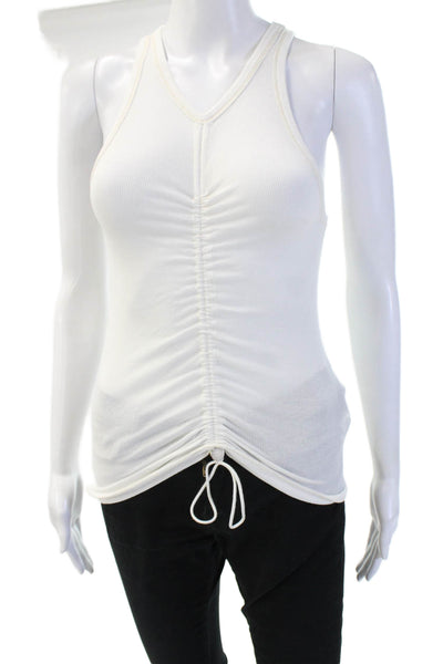 Dion Lee Women White V-Neck Organic Cotton Sleeveless Tank Drawstring Size 4