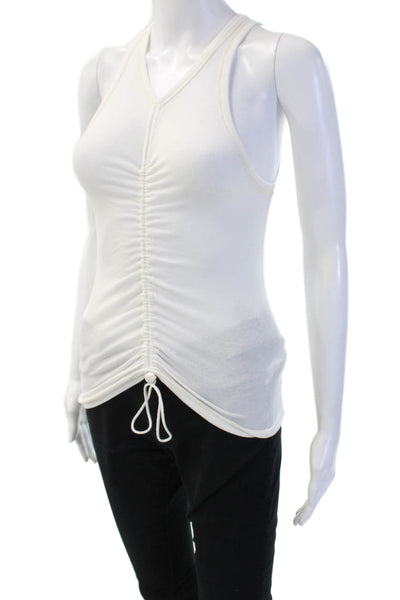Dion Lee Women White V-Neck Organic Cotton Sleeveless Tank Drawstring Size 4