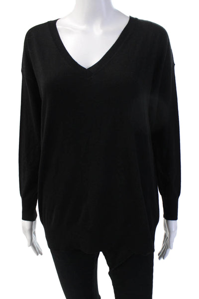 Zara Unisex V-Neck Pullover Black Long Sleeve Size XS