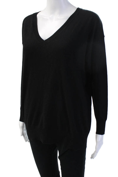Zara Unisex V-Neck Pullover Black Long Sleeve Size XS