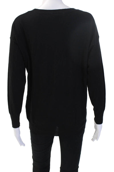 Zara Unisex V-Neck Pullover Black Long Sleeve Size XS