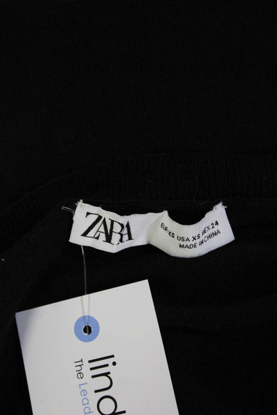 Zara Unisex V-Neck Pullover Black Long Sleeve Size XS