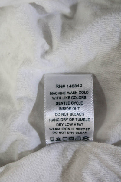 Amo Women Cropped Long Sleeve Cotton T-Shirt White Size S