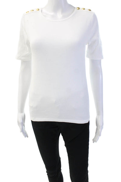 J Crew Women Basic White Crew Neck T-Shirt Short Sleeve Cotton Size S