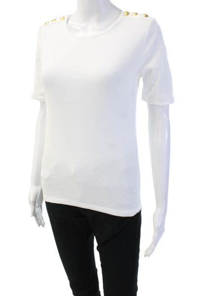 J Crew Women Basic White Crew Neck T-Shirt Short Sleeve Cotton Size S