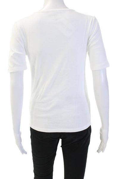 J Crew Women Basic White Crew Neck T-Shirt Short Sleeve Cotton Size S