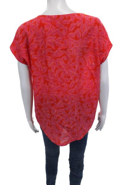 Comptoir Des Cotonniers Women Silk Floral V-Neck Sleeveless Blouse Red Size 36