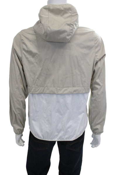 New Balance Mens Pullover Hoodie Beige Zip High Neck Long Sleeve Size L