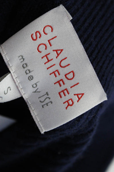 Claudia Schiffer Women Peasant Mini Skirt Dark Blue Wool Cashmere Size S