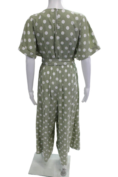Mara Hoffman Womens Green Polka Dot V-Neck Short Sleeve Jumpsuit Size 8