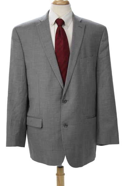 Michael Michael Kors Mens Gray Wool Suit Jacket Collared Button Classic Size 46